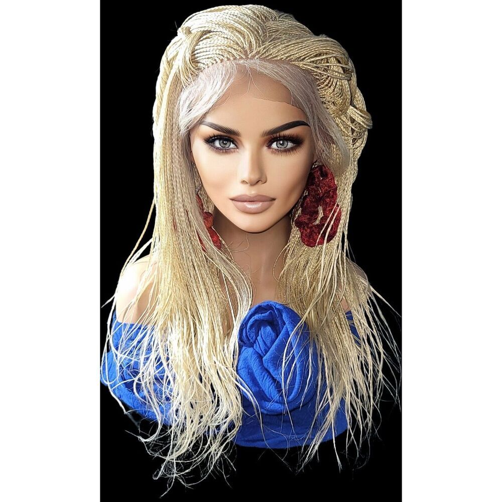 Premium Hand-Braided wig color #613 Blonde micro million braids- long wig - NWT